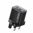 USAMS CC231 30W USB+USB-C / Type-C Dual Port GaN Digital Display Charger, Specifications: UK Plug(Black) - 1