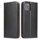 For iPhone 12 Pro Max Fierre Shann PU Genuine Leather Texture Horizontal Flip Leather Case with Holder & Card Slots & Wallet(Black) - 1