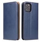 For iPhone 12 Pro Max Fierre Shann PU Genuine Leather Texture Horizontal Flip Leather Case with Holder & Card Slots & Wallet(Blue) - 1