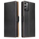For Samsung Galaxy Note20 Fierre Shann PU Genuine Leather Texture Horizontal Flip Leather Case with Holder & Card Slots & Wallet(Black) - 1
