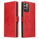 For Samsung Galaxy Note20 Fierre Shann PU Genuine Leather Texture Horizontal Flip Leather Case with Holder & Card Slots & Wallet(Red) - 1