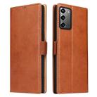 For Samsung Galaxy Note20 Fierre Shann PU Genuine Leather Texture Horizontal Flip Leather Case with Holder & Card Slots & Wallet(Brown) - 1