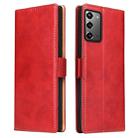For Samsung Galaxy Note20 Ultra Fierre Shann PU Genuine Leather Texture Horizontal Flip Leather Case with Holder & Card Slots & Wallet(Red) - 1