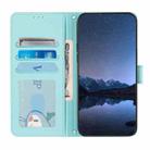 For Samsung Galax S22 Ultra Cat Rat Embossed Pattern RFID PU Phone Case with Wrist Strap(Mint Green) - 3