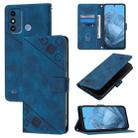 For ZTE Blade A53 Skin Feel Embossed Leather Phone Case(Blue) - 1