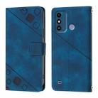 For ZTE Blade A53 Skin Feel Embossed Leather Phone Case(Blue) - 2