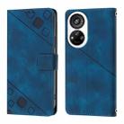 For ZTE Blade V40s Skin Feel Embossed Leather Phone Case(Blue) - 3