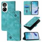 For ZTE Blade V40s Skin Feel Embossed Leather Phone Case(Green) - 1