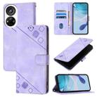 For ZTE Blade V40s Skin Feel Embossed Leather Phone Case(Light Purple) - 1