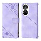 For ZTE Blade V40s Skin Feel Embossed Leather Phone Case(Light Purple) - 3