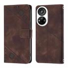 For ZTE Blade V40s Skin Feel Embossed Leather Phone Case(Brown) - 3