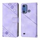 For ZTE Blade A53 Pro Skin Feel Embossed Leather Phone Case(Light Purple) - 2