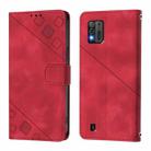For ZTE Blade A52 Lite Skin Feel Embossed Leather Phone Case(Red) - 2