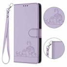 For Xiaomi POCO C65 Global Cat Rat Embossed Pattern RFID PU Phone Case with Wrist Strap(Purple) - 2