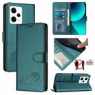 For Xiaomi POCO X5 Pro Cat Rat Embossed Pattern RFID PU Phone Case with Wrist Strap(Peacock Green) - 1