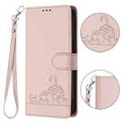 For Xiaomi Redmi Note 12 Pro+ 5G Global Cat Rat Embossed Pattern RFID PU Phone Case with Wrist Strap(Pink) - 2