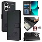 For Xiaomi Redmi Note 13 Pro+ 5G Global Cat Rat Embossed Pattern RFID PU Phone Case with Wrist Strap(Black) - 1