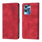 For Oukitel C32 Skin Feel Embossed Leather Phone Case(Red) - 2