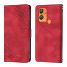 For Oukitel C33 Skin Feel Embossed Leather Phone Case(Red) - 2