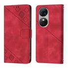 For Oukitel C38 Skin Feel Embossed Leather Phone Case(Red) - 2