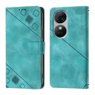 For Oukitel C38 Skin Feel Embossed Leather Phone Case(Green) - 2