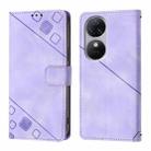 For Oukitel C38 Skin Feel Embossed Leather Phone Case(Light Purple) - 2