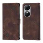 For Oukitel C38 Skin Feel Embossed Leather Phone Case(Brown) - 2