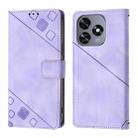 For Oukitel C51 Skin Feel Embossed Leather Phone Case(Light Purple) - 2