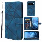 For Google Pixel 9 / 9 Pro Skin Feel Geometric Lines Leather Phone Case(Blue) - 1
