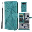 For Google Pixel 8 Skin Feel Geometric Lines Leather Phone Case(Green) - 1