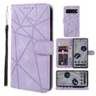 For Google Pixel 8 Skin Feel Geometric Lines Leather Phone Case(Purple) - 1