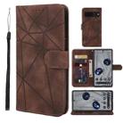 For Google Pixel 8 Skin Feel Geometric Lines Leather Phone Case(Brown) - 1