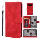 For Google Pixel 8 Pro Skin Feel Geometric Lines Leather Phone Case(Red) - 1