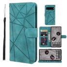 For Google Pixel 8 Pro Skin Feel Geometric Lines Leather Phone Case(Green) - 1