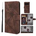 For Google Pixel 8 Pro Skin Feel Geometric Lines Leather Phone Case(Brown) - 1