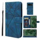 For Google Pixel 7a Skin Feel Geometric Lines Leather Phone Case(Blue) - 1