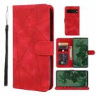 For Google Pixel 7 Skin Feel Geometric Lines Leather Phone Case(Red) - 1