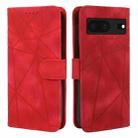 For Google Pixel 7 Skin Feel Geometric Lines Leather Phone Case(Red) - 2