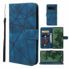 For Google Pixel 7 Skin Feel Geometric Lines Leather Phone Case(Blue) - 1