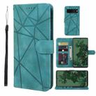 For Google Pixel 7 Skin Feel Geometric Lines Leather Phone Case(Green) - 1