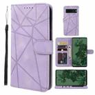 For Google Pixel 7 Skin Feel Geometric Lines Leather Phone Case(Purple) - 1