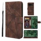 For Google Pixel 7 Skin Feel Geometric Lines Leather Phone Case(Brown) - 1