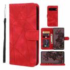 For Google Pixel 7 Pro Skin Feel Geometric Lines Leather Phone Case(Red) - 1