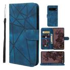 For Google Pixel 7 Pro Skin Feel Geometric Lines Leather Phone Case(Blue) - 1