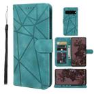 For Google Pixel 7 Pro Skin Feel Geometric Lines Leather Phone Case(Green) - 1