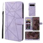 For Google Pixel 7 Pro Skin Feel Geometric Lines Leather Phone Case(Purple) - 1