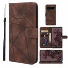 For Google Pixel 7 Pro Skin Feel Geometric Lines Leather Phone Case(Brown) - 1