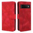 For Google Pixel 6a Skin Feel Geometric Lines Leather Phone Case(Red) - 2