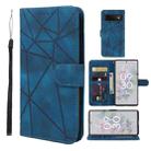 For Google Pixel 6a Skin Feel Geometric Lines Leather Phone Case(Blue) - 1