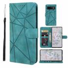 For Google Pixel 6a Skin Feel Geometric Lines Leather Phone Case(Green) - 1